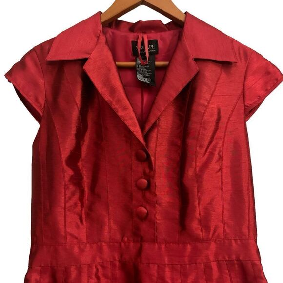 Xscape Women’s Fit and Flare Ruby Red & Black Cap Sleeve Bouffant Event Dress 10 - Picture 2 of 8